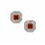 Asscher Cut Songea Red Sapphire Earrings with White Zircon in 9K Gold 1.20cts