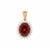 Nampula Garnet Pendant with White Zircon in 9K Gold 3.40cts