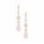 Kaori Cultured Pearl, Optic Quartz Earrings with Rose Quartz in Gold Tone Sterling Silver