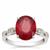 Bemainty Ruby Ring with White Zircon in Sterling Silver 5.25cts