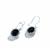 Black Sapphire Earrings with White Zircon in Sterling Silver 7.70cts