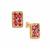 Burmese Red Spinel Earrings with White Zircon in 9K Gold 1cts