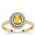 Yellow Sapphire Ring with White Zircon in 9K Gold 1.20cts
