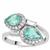 Green Apatite Ring with White Zircon in 9K White Gold 2.35cts