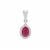 Kenyan Ruby Pendant with White Zircon in Sterling Silver 1.65cts