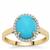 Sleeping Beauty Turquoise Ring with White Zircon in 9K Gold 2.25cts
