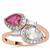 Pink Sapphire Ring with White Zircon in 9K Rose Gold 2.70cts