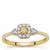 Yellow Diamond Ring with White Diamond in 9K Gold 0.26cts