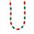 Red, Green Agate Necklace with Kaori Freshwater Cultured Pearl in Gold Tone Sterling Silver