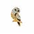 Black Spinel Owl Brooch with White Zircon in Gold Plated Sterling Silver 1.50cts