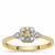 Natural Yellow Diamond Ring with White Diamond in 9K Gold 0.26cts