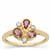 Padparadscha Sapphire Ring with White Zircon in 9K Gold 1cts
