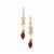 Kaori Freshwater Cultured Pearl Earrings with Red Onyx in Gold Tone Sterling Silver 