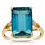London Blue Topaz Ring with White Zircon in 9K Gold 8.75cts