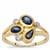 Bemainty Blue Sapphire Ring with White Zircon in 9K Gold 1ct