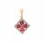 Nigerian Rubellite Pendant with White Zircon in 9K Gold 1.30cts