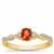 Ceylon Sunset Padparadscha Sapphire Ring with White Zircon in 9K Gold 0.50ct