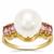 South Sea Cultured Pearl Ring with Sakaraha Pink Sapphire in 9K Gold (10mm)