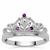 Amethyst Ring with White Topaz in Sterling Silver 0.07cts