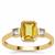 Yellow Sapphire Ring with White Zircon in 9K Gold 1cts