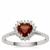 Rajasthan Garnet Ring with White Zircon in Sterling Silver 1ct