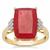 Ruby Quartz Ring with White Zircon in 9K Gold 6cts