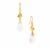 White Onyx Earrings in Gold Tone Sterling Silver 10cts