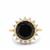 Black Spinel Ring with White Topaz in Gold Plated Sterling Silver 5.45cts