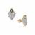 Australian Teal Sapphire Earrings with White Zircon in 9K Gold 1cts