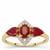 Tanzanian Ruby Ring with White Zircon in 9K Gold 1.50cts