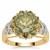Lehrer Nine Star Cut Prasiolite Ring with White Zircon in 9K Gold 6.70cts