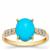 Sleeping Beauty Turquoise Ring with White Zircon in 9K Gold 2.25cts