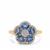 Ceylon Blue Sapphire Ring with White Zircon in 9K Gold 2cts