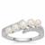 Kaori Cultured Pearl Ring with White Zircon in Sterling Silver (3.50 x 4 mm)