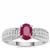 Kenyan Ruby Ring with White Zircon in Sterling Silver 1.05cts