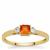 Asscher Cut Songea Orange Sapphire Ring with White Zircon in 9K Gold 0.55ct