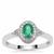 Zambian Emerald Ring with White Zircon in Platinum Plated Sterling Silver 0.70ct