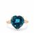 London Blue Topaz Ring with White Zircon in 9K Gold 7.75cts