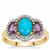 Sleeping Beauty Turquoise, Moroccan Amethyst Ring with White Zircon in 9K Gold 1.95cts