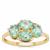 Siberian Emerald Ring with White Zircon in 9K Gold 1.40cts