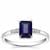 Blue Sapphire & White Zircon Sterling Silver Ring