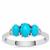 Sleeping Beauty Turquoise Ring with White Zircon in Sterling Silver 1cts