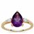 Moroccan Amethyst Ring with White Zircon in 9K Gold 1.90cts