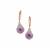 Lehrer Nine Star Cut Rose De France Amethyst Earrings with White Zircon in 9K Rose Gold 7.20cts