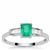Panjshir Emerald Ring with White Zircon in 9K White Gold 0.95ct