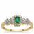 Panjshir Emerald Ring with White Zircon in 9K Gold 0.35ct