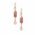 Kaori Freshwater Cultured Pearl Earrings with Strawberry Quartz  in Gold Tone Sterling Silver  