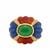 Sar-i-Sang Lapis Lazuli, Red & Green Agate Ring in Gold Tone Sterling Silver 12.90cts