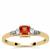 Asscher Cut Songea Orange Sapphire Ring with White Zircon in 9K Gold 0.50ct