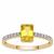Yellow Sapphire Ring with White Zircon in 9K Gold 1.25cts
